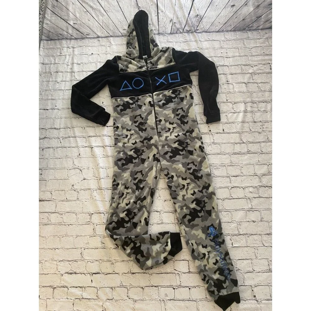 PlayStation Grey Camo Print Controller Symbols All‎ In One Jumpsuit Unisex 13-14